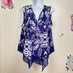 Simply Vera Wang Sleeveless Tank Blue Tie Dye Print Women’s XL